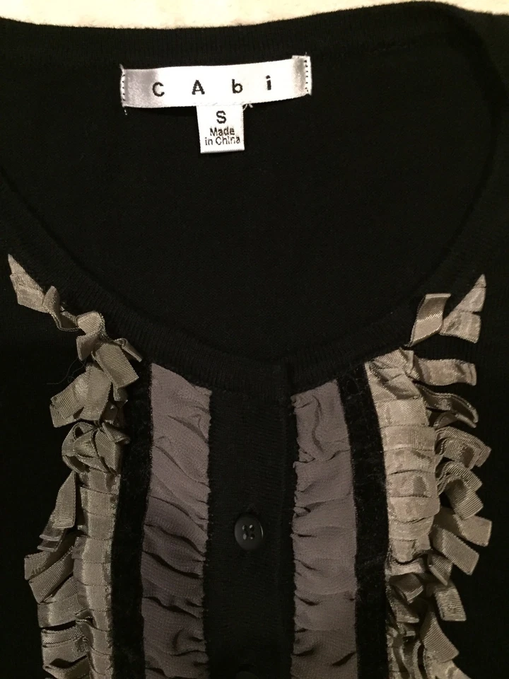 Cárdigan Cabi Negro Manga Larga Algodón Cachemira Tejido Talla S Foto 2 de 4