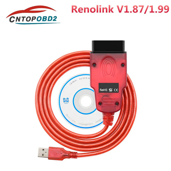 Câble Renolink 2024 diagnostic OBD2 Renault pour réinitialisation airbag avec adaptateur USB robuste