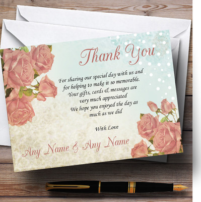 Shabby Chic Dankeskarten Vintage Blumen klassisch hell personalisiert Hochzeit
