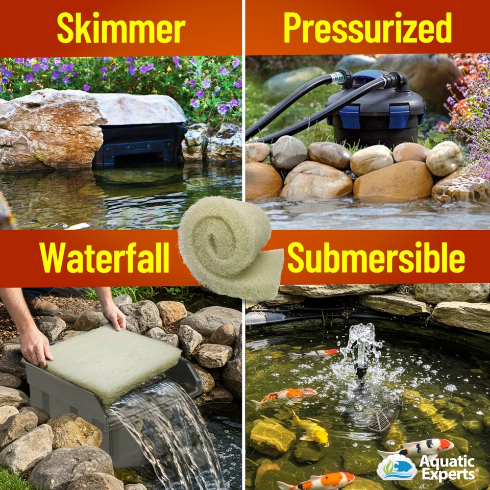 Almohadilla de filtro para estanque Koi clásico Aquatic Experts GRASA, rollo crema a granel, 2" de grosor Foto 4 de 4
