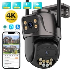 Outdoor Wireless Security Camera 4K 8MP Dual Lens Wifi PTZ Auto Tracking Camera
