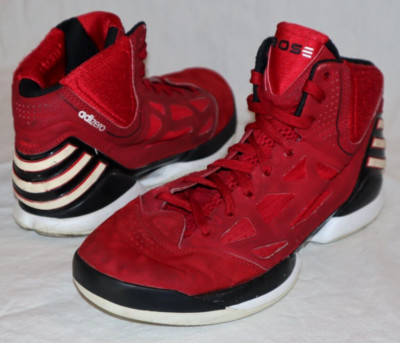 ADIDAS ADIZERO ROSE Size 7.5 Shoes BRENDA RED Black White Stripes Sneakers