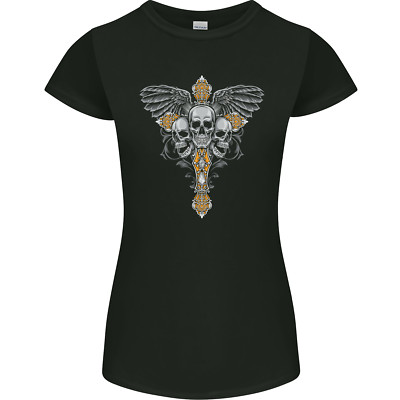 An Ornate Moth Skull Damen Petite Cut T-Shirt