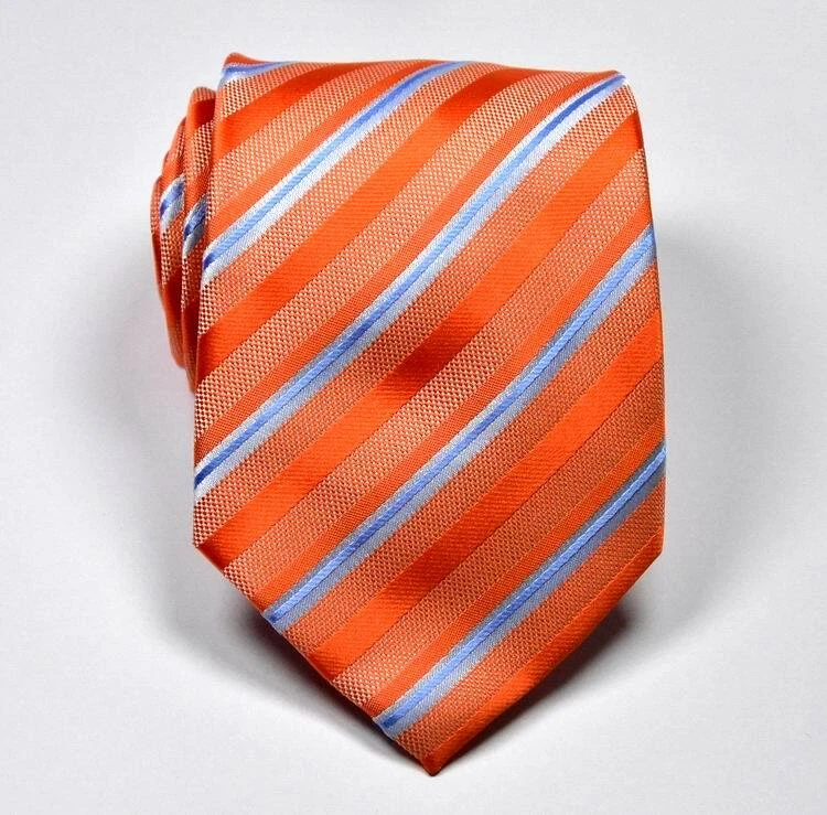 Новый классический в полоску оранжевый Baby синий 100% шелк мужской галстук галстук 3,15''8 см - Изображение 2 из 2