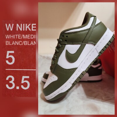 Women's Size 5 NIB Nike Dunk Low 'Medium Olive' DD1503-120 Sneakers Casual   