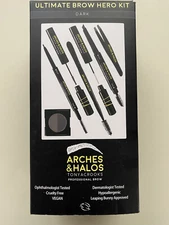 Arches & Halos Ultimate EyeBrow Hero Kit Dark 7pc Tweezers Pencil Powder Tint