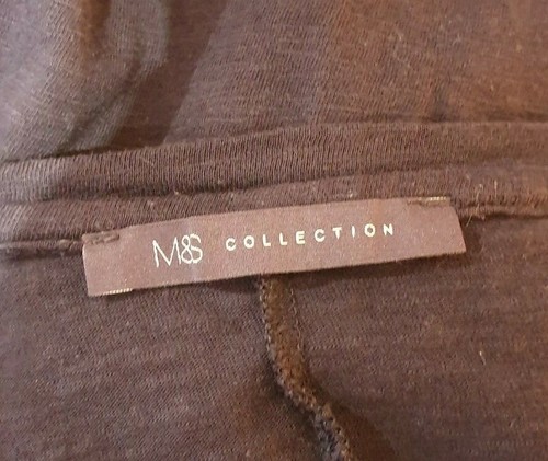 M & S COLLECTION UK 12 NAVY BLUE RED EMBROIDERED 3/4 SLEEVE TOP TIE BACK SMART - Picture 8 of 10