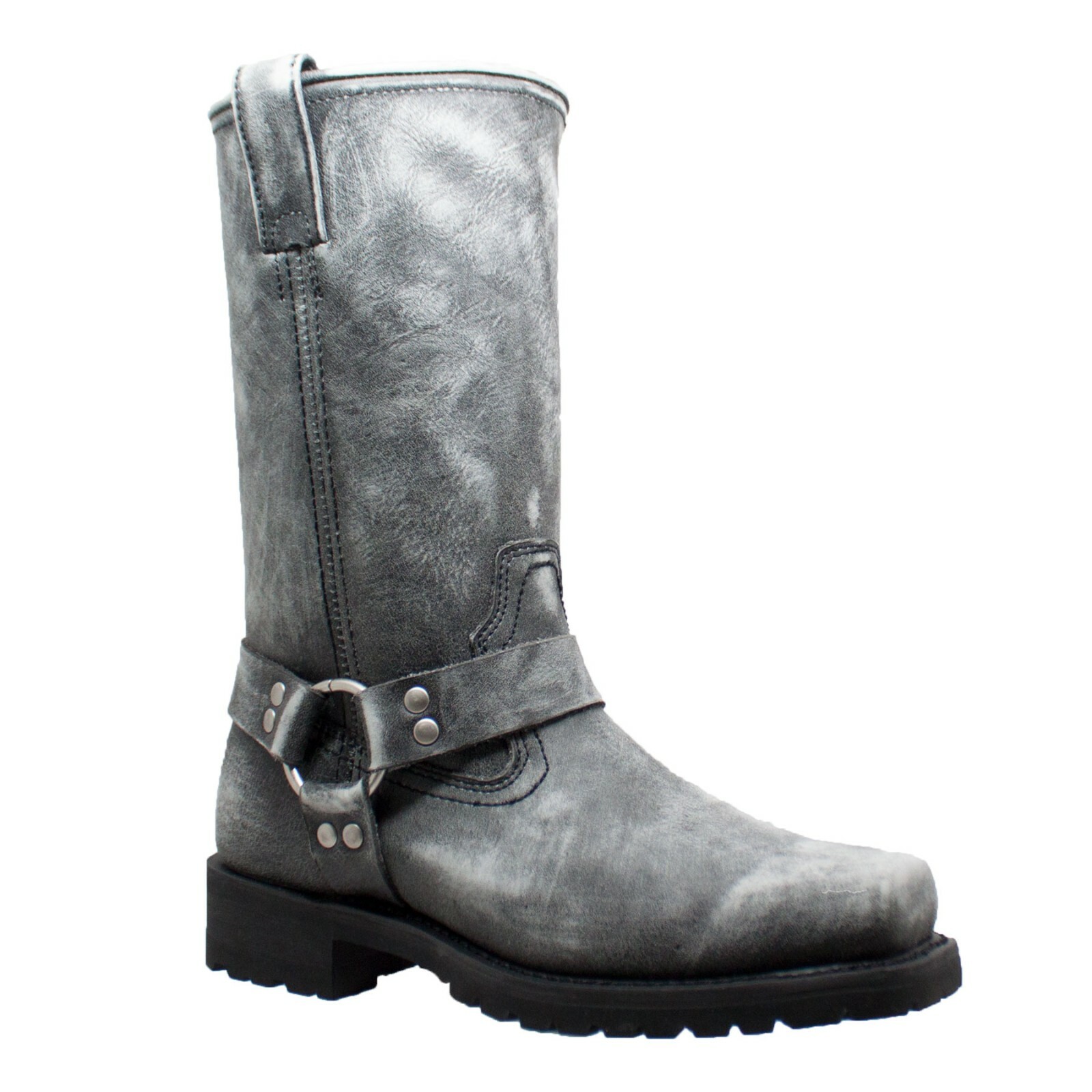 's 13" Stonewashed Harness Black Leather Boots 1442-sb