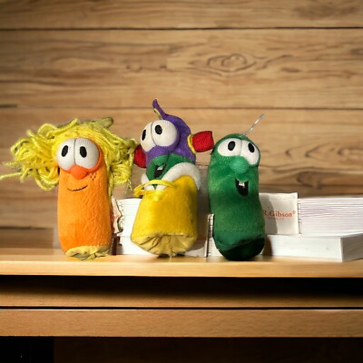 VeggieTales C.R. Gibson Cucumber  Carrot Finger Puppets 3.5 -5  1998 Set Of 3