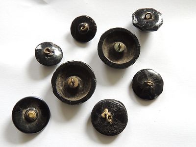 Bouton Ancien De Mercerie En Verre Noir Et Or - 2 Trous, Lot De 1 à 10 Pièces