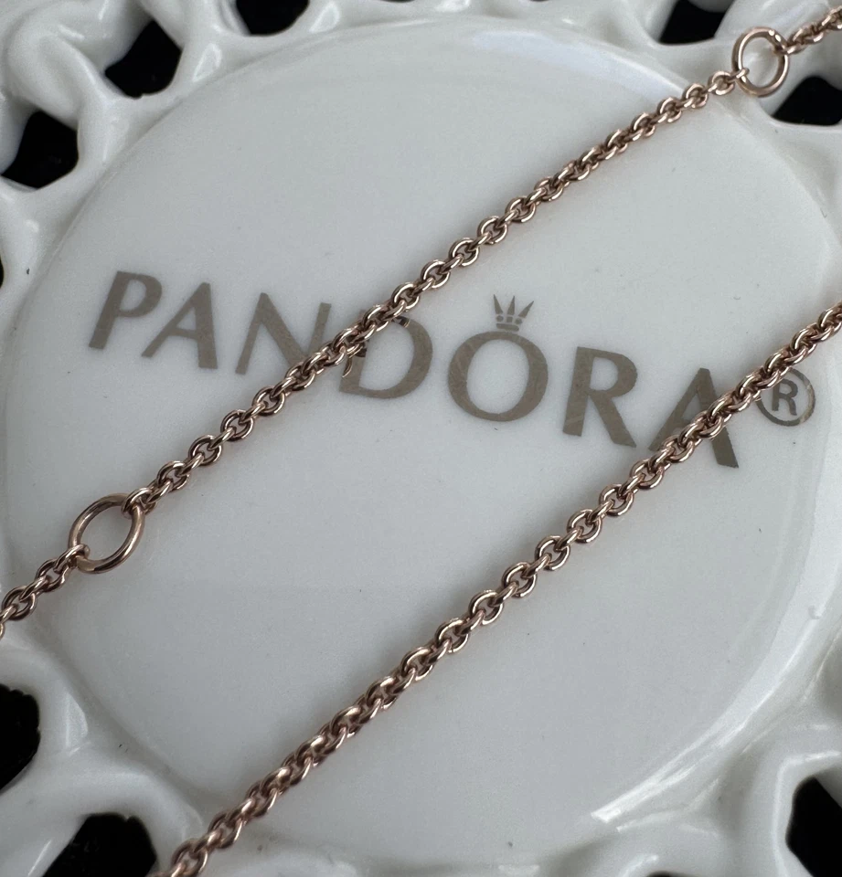Auténtico collar de cadena de cable clásico Pandora ROSE #580413 Foto 3 de 4