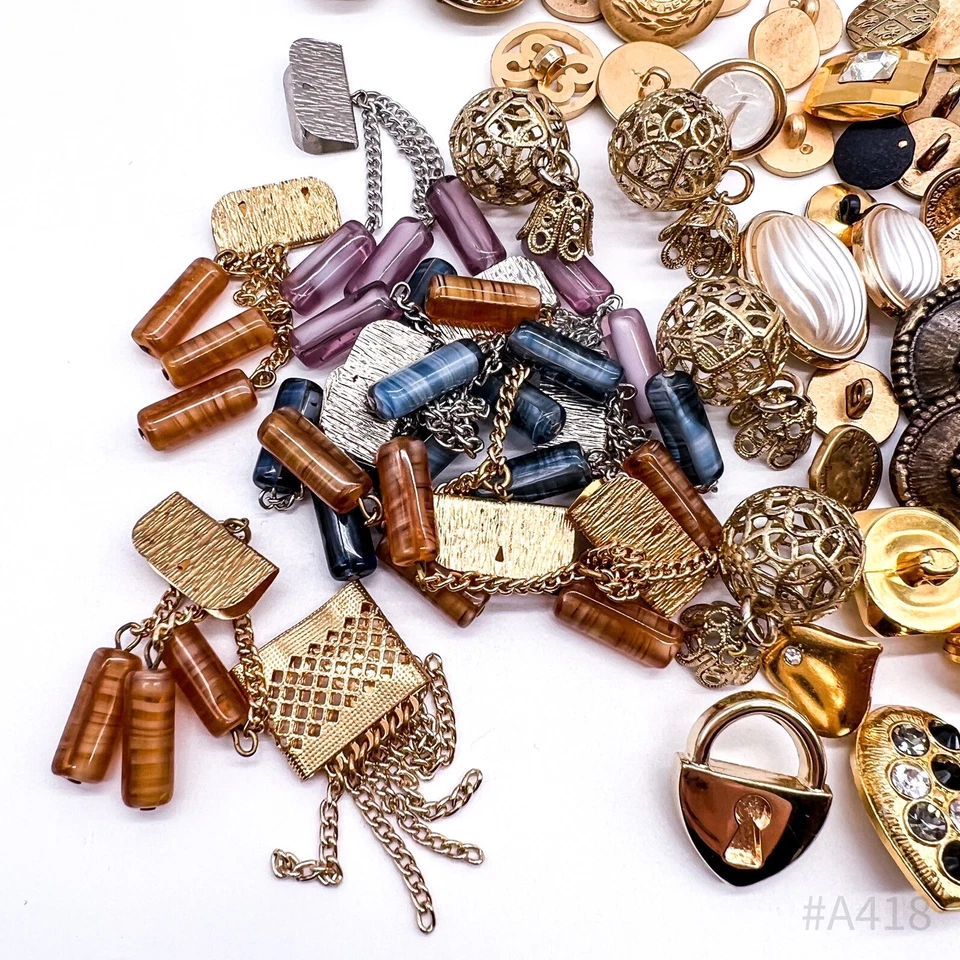 Vintage Karl Fleischmann Haute Couture Mantel Knöpfe aus Metall, Modeschmuck  - Bild 3 von 4