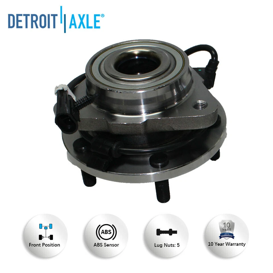 Conjunto de buje de cojinete de rueda delantera 2x2 para Chevy Blazer GMC Jimmy 1998-2004 5 tacos Foto 4 de 4