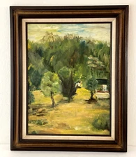 Vintage Mid Century Impressionist Painting 25x32" Country House MI Landscape
