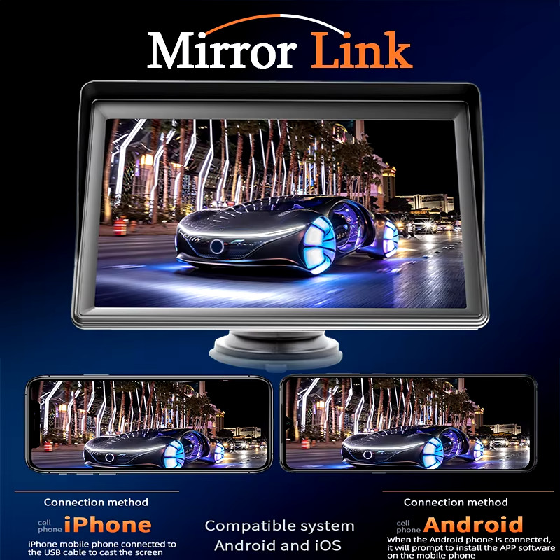 Lettore Video Autoradio 7" Android Auto CarPlay Touchscreen Bluetooth 5.0 USB - Miniatura 2