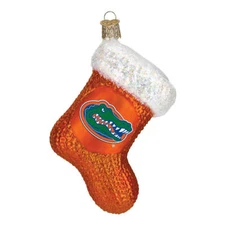 Old World Christmas Glass Ornament, Florida Gators Stocking (With OWC Gift Box)