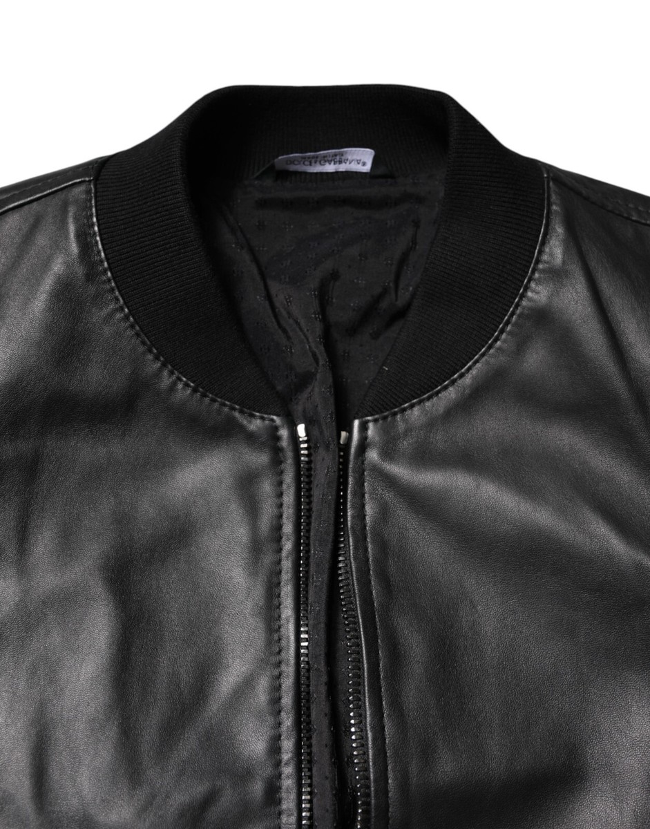 【未使用】maison de dolce. glossy blouson 黒 Collarless leather jacket in Black for Men | Dolce&Gabbana® US