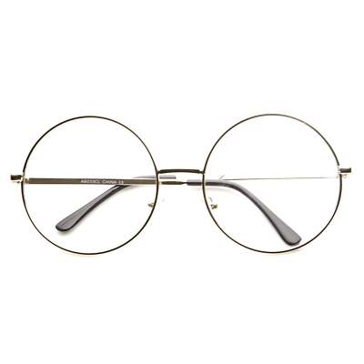 1920's Vintage Era Large Round Metal Clear Lens Glasses 8714 | eBay