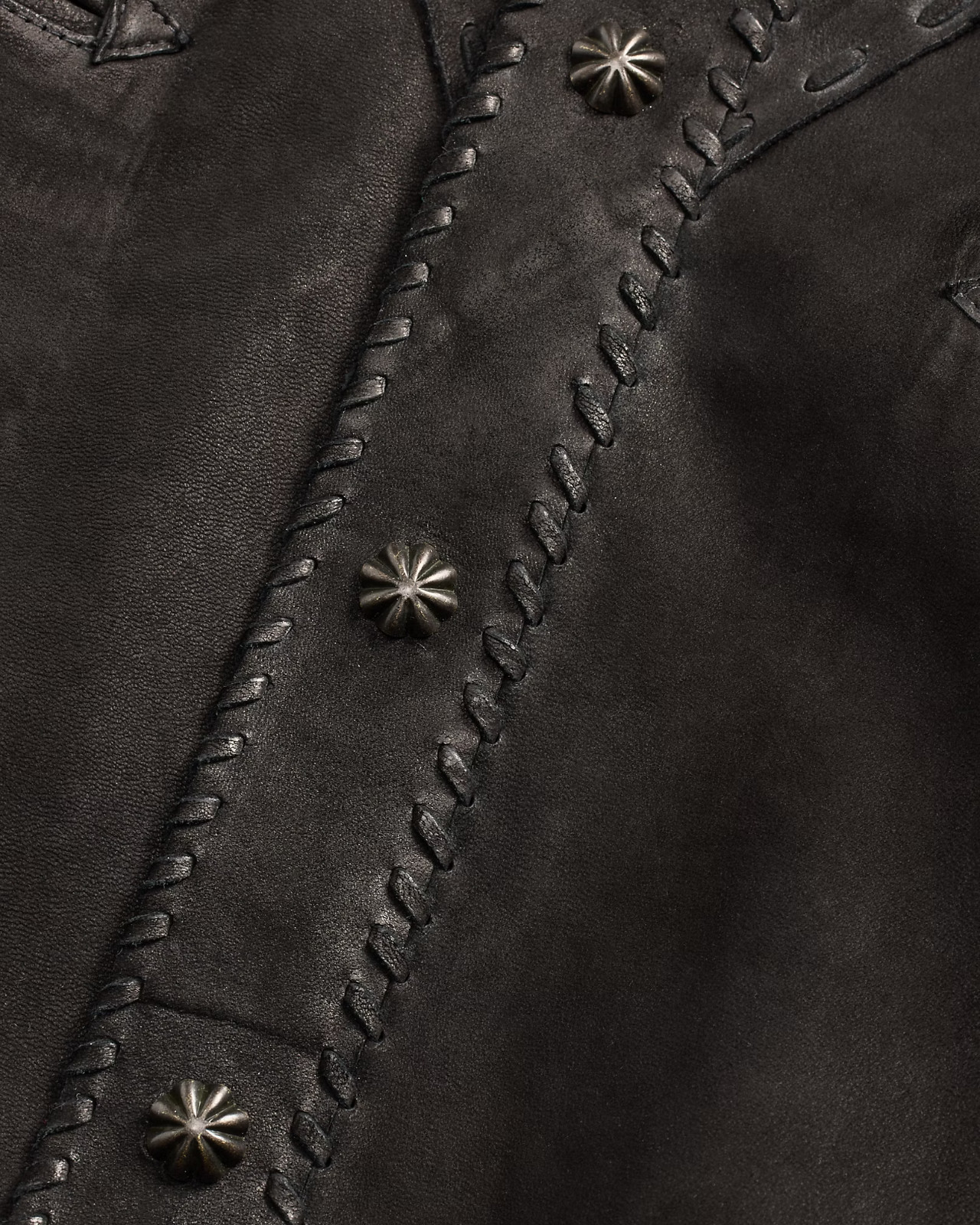 RRL Ralph Lauren Black Sheepskin Western Detail Suede Shirt Jacket Men's Large L image 6