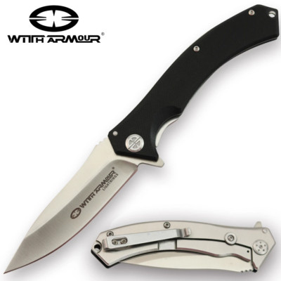 WAR086BKG WithArmour Avalon Black G-10 Handle D2 Blade FrameLock IKBS Clip