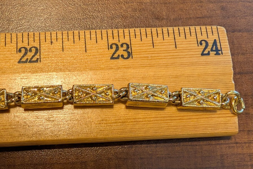 MONET Necklace Gold-Tone Metal Long Rectangular Box Links w/X*Dot Designs - Picture 15 of 16