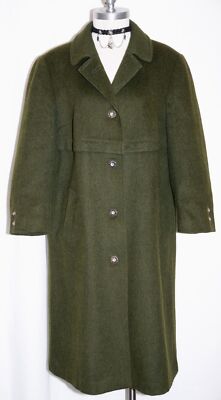 L 14 JULIUS LANG Long Boiled Wool Over Coat SHORT SLEEVES Austria Women GREEN