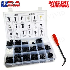 415pc Plastic Rivets Fastener Fender Bumper Push Clips + Removal Tool for GM GMC