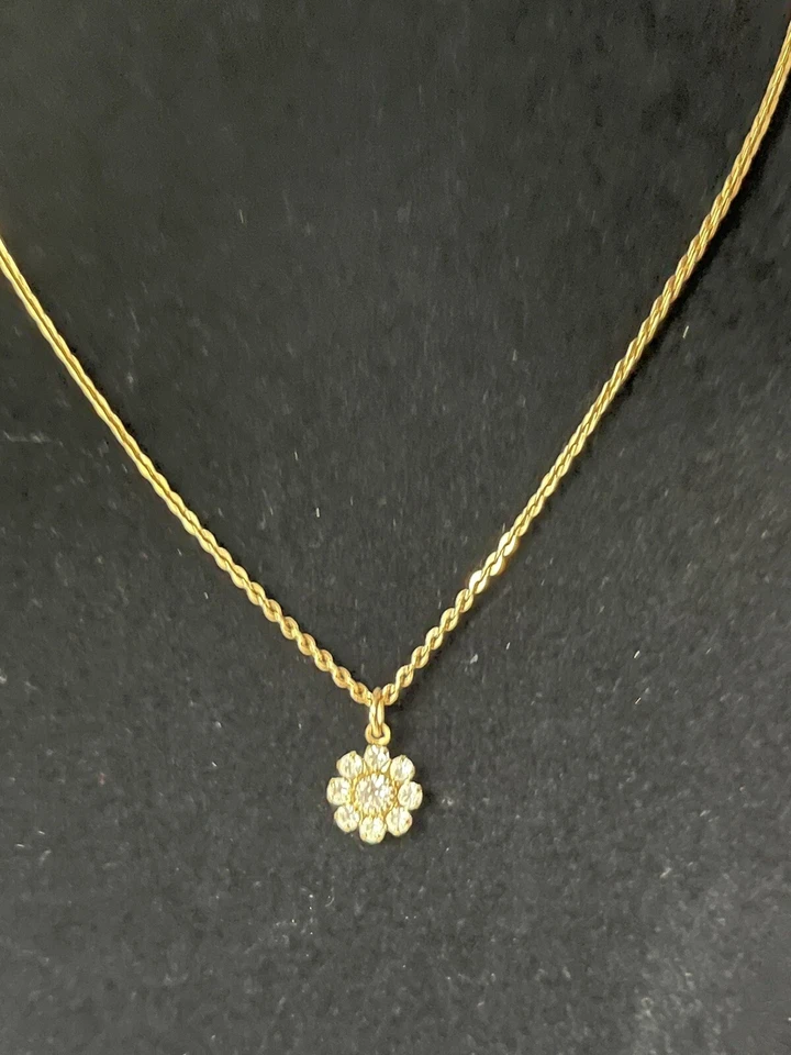 "Collar colgante de flores de oro de 16""" Foto 3 de 4