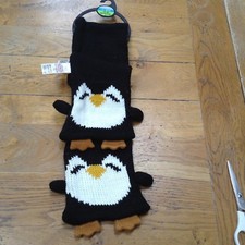 MARKS AND SPENCER BLACK PENGUIN 3 PART HAT, SCARF MITTENS SET-18 TO 36 MONTHS