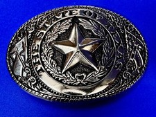 The Great States of Texas Lone Star Silver Color Reflective Vintage Belt Buckle