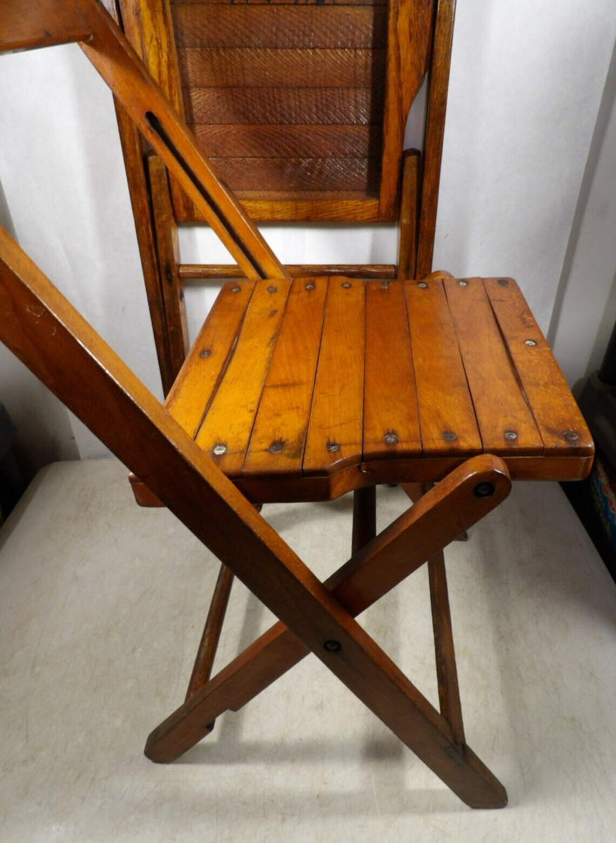 2 Vintage/Antique Hodges Oak Folding Chairs Wood | eBay