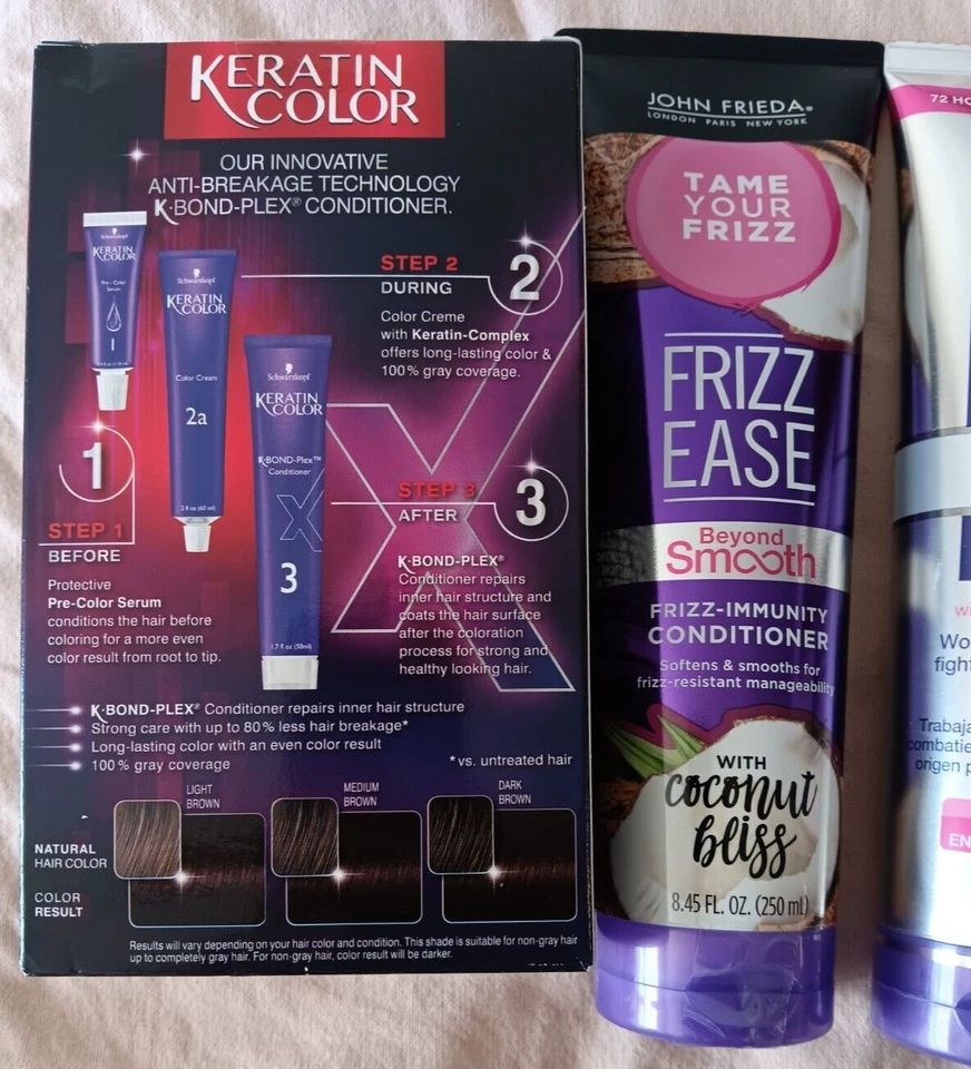 Schwarzkopf Keratin Color Auburn John Frieda Frizz Ease Champú Acondicionador Lote Foto 4 de 4