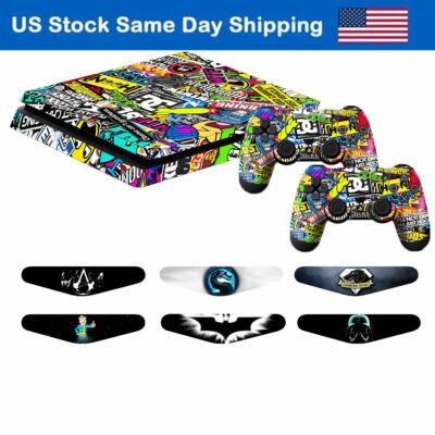 Sticker Decals for Playstation 4 PS4 Slim Console & 2 Controller Skin Cover