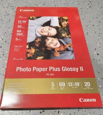 Canon Photo Paper Plus Glossy II Pixma PP-201 13x19 High Gloss 18 Sheets 73 lb