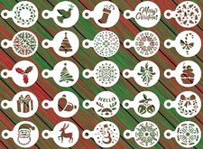 25 Christmas Reusable Stencil Set - Cookies, Cake, Fondant, Crafts, Airbrush