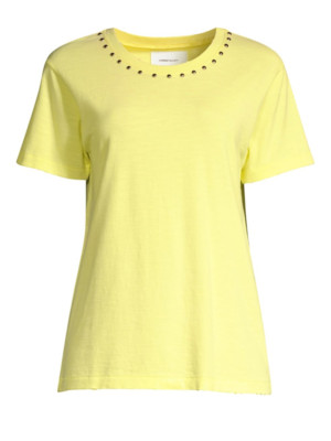 NWT Current/Elliott Size 1 (Small) 'The Glitter Rock Studded Tee' w/Destroy $128
