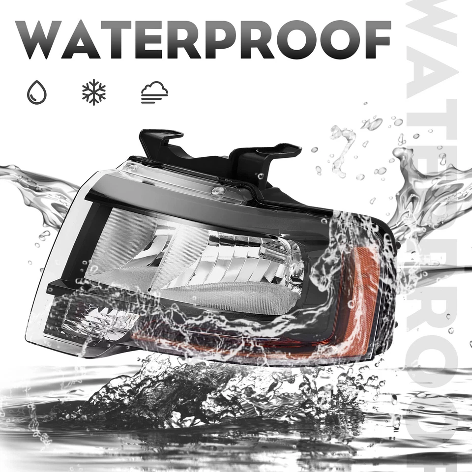 For Ford Expedition 15 16 17 Halogen+LED Headlights w/Bulb Reflector Black LH&RH - Image 4 of 4