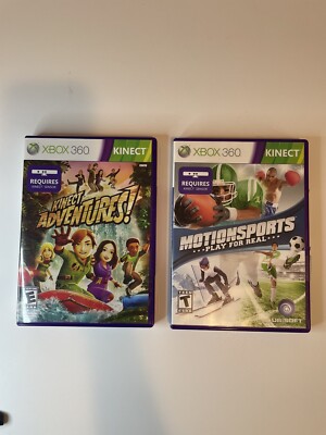 2 Xbox 360 Kinect Game Bundle : Kinect Adventures / Motionsports *TESTED*