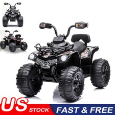 12V Kids Electric Ride On ATV 4-Wheeler Quad Car w/MP3  LED Lights Black US