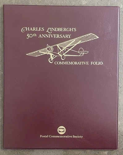 Vintage Charles Lindbergh's 50th Anniversary Commemorative US Stamps Folio - Exc