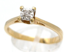 Size 53 Ring 585 GOLD 14K Yellow Gold Diamond Bague Anello G0727/25