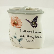 Mainstays Inspire Ceramic Wildflowers  Butterflies Toothbrush Holder
