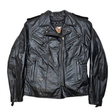 Harley Davidson Leather Motorcycle Jacket Womens Small Black Biker Moto 90's Y2K