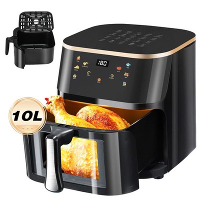 OYAJIA Air Fryer 10L mit Easy-View Fenster, Touch Controls, Antihaft, 6 Funktionen