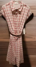 ELIZA J Pink & white Gingham Dress retro pin-up 50s style sz 12 NWT Pockets