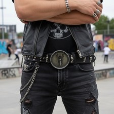 Men Buckle Silver Metal Street Heavy Biker Skeleton Rider Motorcycle Skull Bike