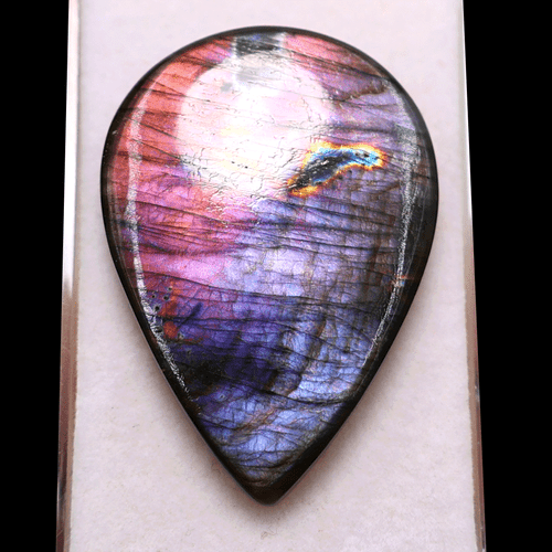 2 Pcs Finland Natural Labradorite Purple Flash 40mm-41mm Pear Cabochon Gemstones - Picture 4 of 9