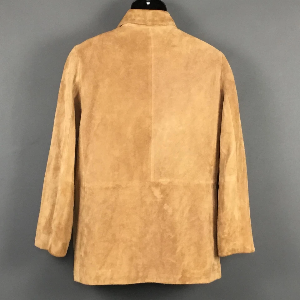 Jaqueta Banana Republic Masculina Média Couro Camurça Marrom Botão Frontal Casaco - Imagem 2 de 4