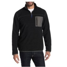 Vintage 1946 Men's Quarter Zip Fleece Long Sleeve Pullover Sweater in Black SM