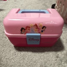 Disney Princess Pink Plastic Makeup Case w/ Handle Compartments